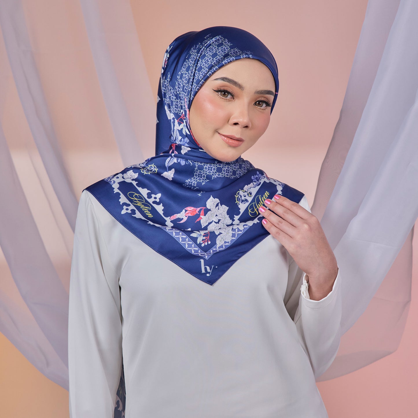 Hyleen Serayu Mekar Square Scarf in Navy Blue