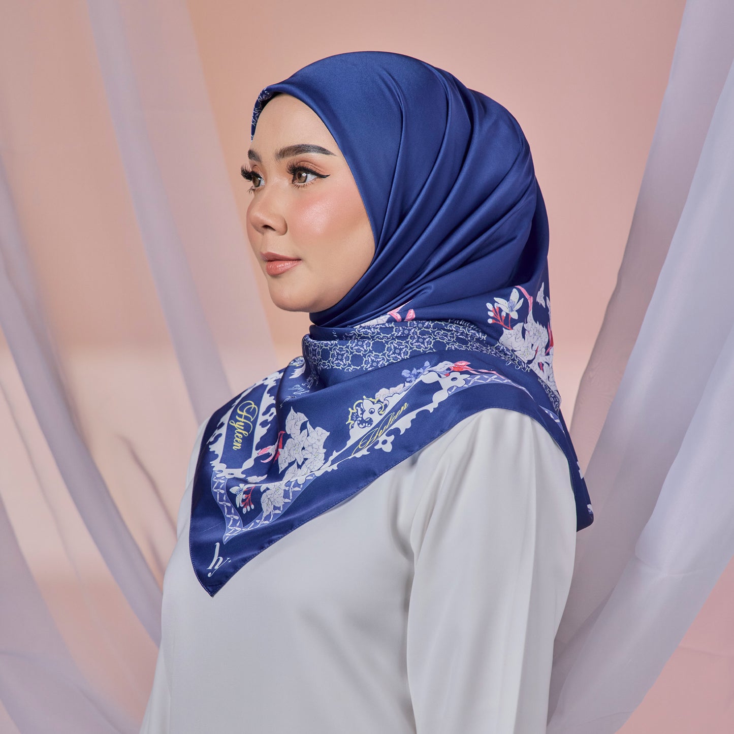 Hyleen Serayu Mekar Square Scarf in Navy Blue