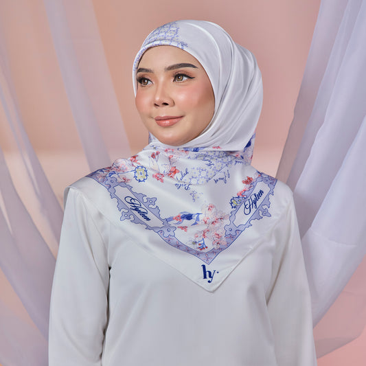 Hyleen Serayu Mekar Square Scarf in White