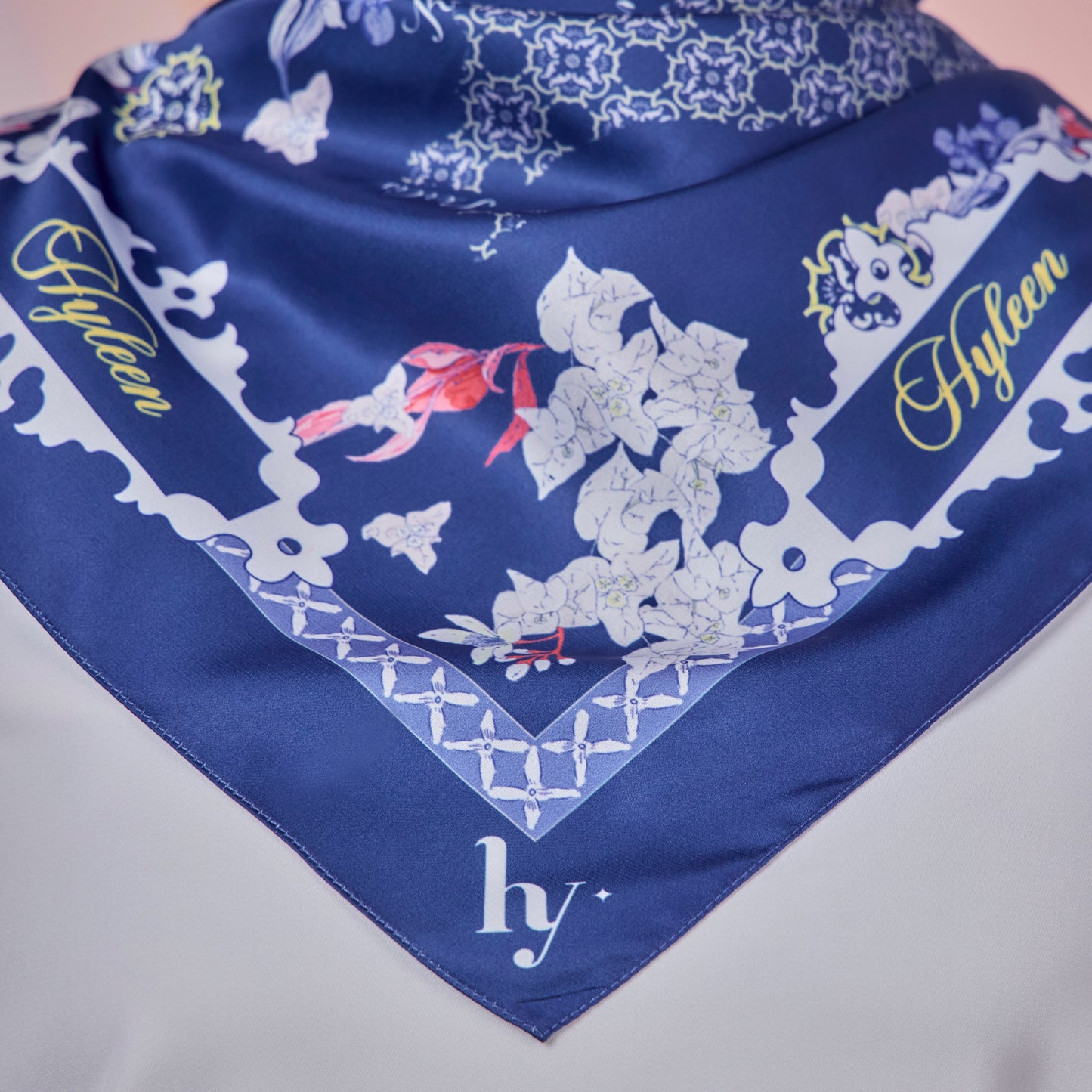 Hyleen Serayu Mekar Square Scarf in Navy Blue