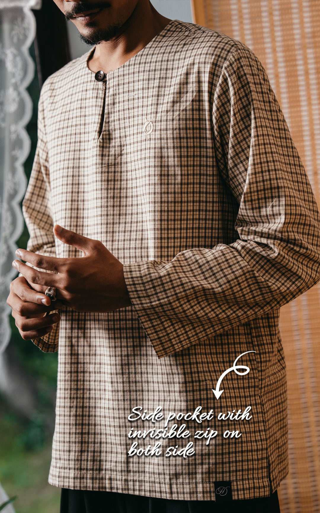 MALEQ MEN CHECKERED KURTA